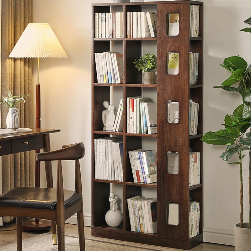 Mid Century Modern Brown Shelf Bookcase Open Storage for Home Office