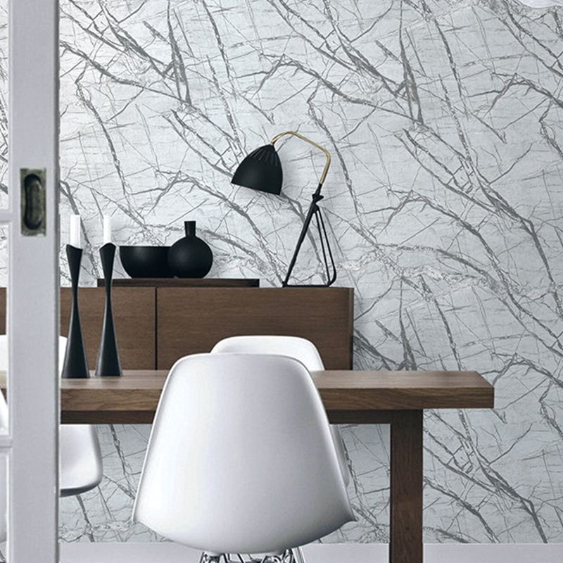 Modern Marble Veins Print Wallpaper for Dining Room 33' x 20.5" Wall Covering in Grey
