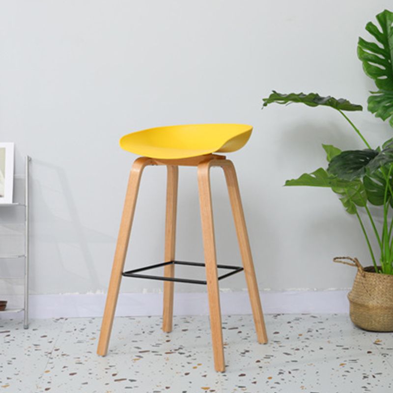 Contemporary Style Stool 4 Legs Wood Counter Stool for Home Use