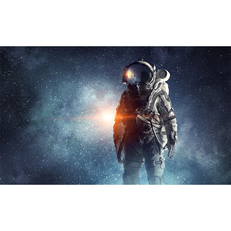 Huge Astronaut Print Mural for Bedroom Universe Wall Art in Blue, Stain Resistant