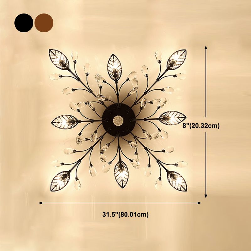 Lámpara de techo radial de múltiples luces de múltiples iluminación de techo de cristal de estilo moderno para sala de estar