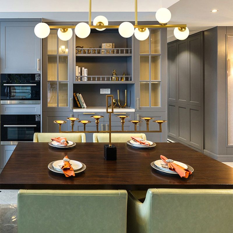 Modern Simple Dining Chandelier Light Round Glass Shade Pendant Light for Dining Room