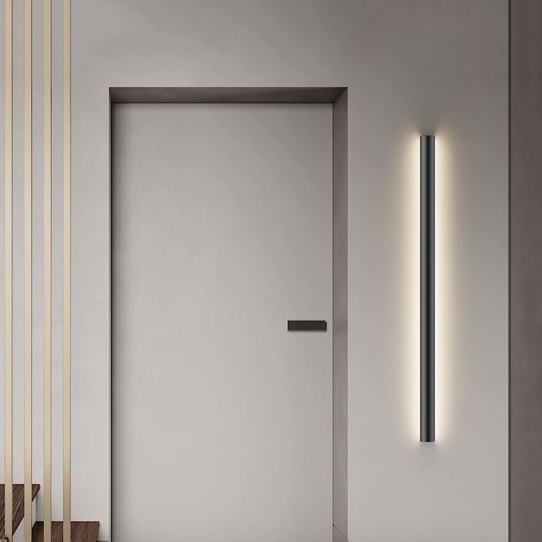 Linear Shape Metal Wall Lighting Idea Modern Style 1 Light Wall Mount Lighting in Black