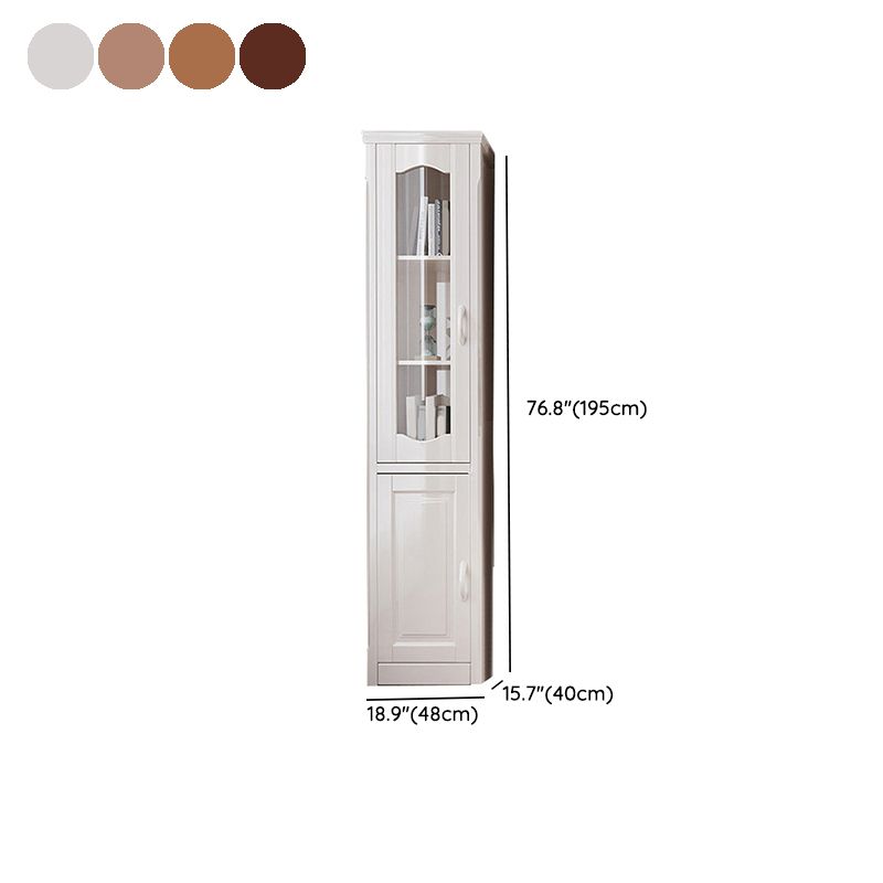Contemporary Glass Paned Cabinet in Rubberwood 1/2-Door Solid Wood Storage Cabinet
