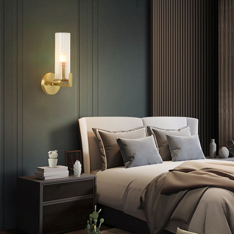 Oro Pronzo da parete a 1 luci a 1 luce in moderna luce da parete da interno in rame di lusso con tonalità di vetro