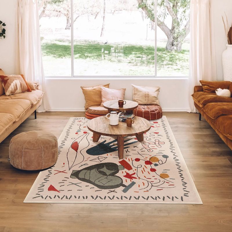 Bruin abstract print tapijt polyester modern tapijt wasbaar tapijt voor salon