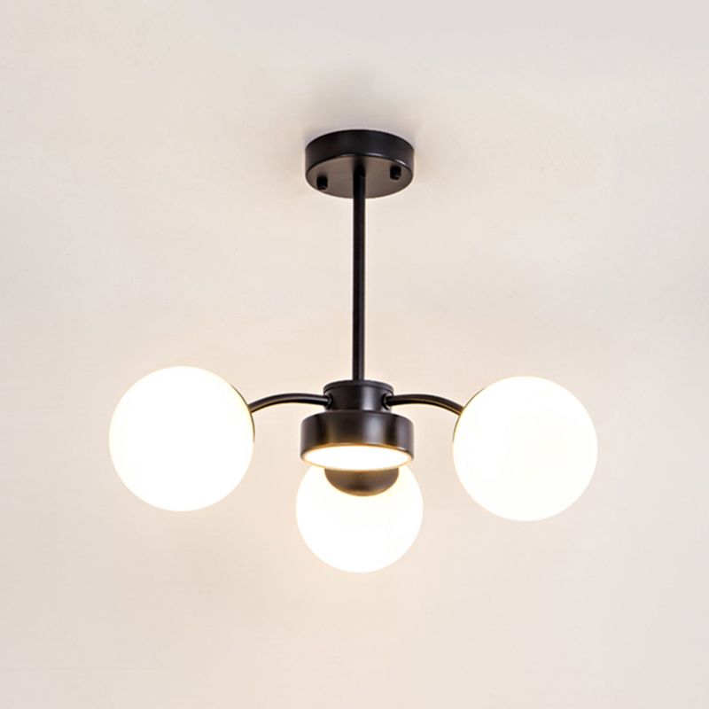 Nordic Spherical Pendant Light White Glass Hanging Light for Living Room