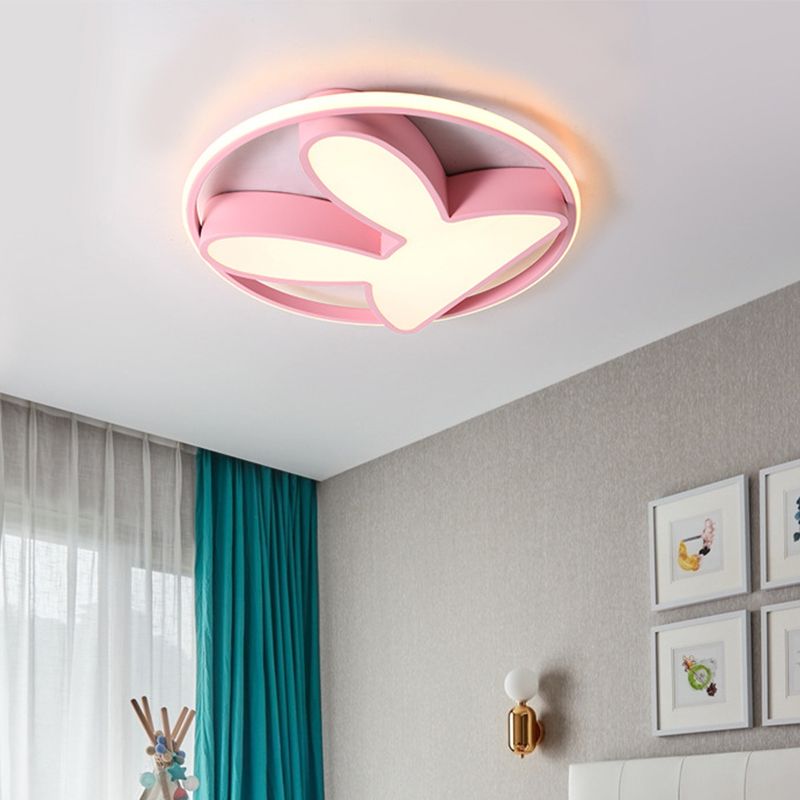 Lampada a LED da cartone animato con sfumatura di coniglio rosa con sfumatura acrilica per camera da letto in luce calda/bianca