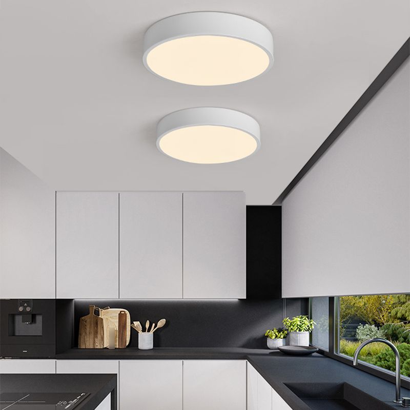 Round Shape LED Ceiling Lamp Macaroon Modern Simple Style Iron 1 Light Flush Mount for Bedroom Aisle