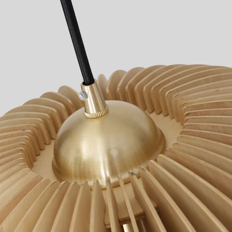 1 Light Pumpkin Hanging Ceiling Lights Creative Modern Wood Pendant for Clothing Store