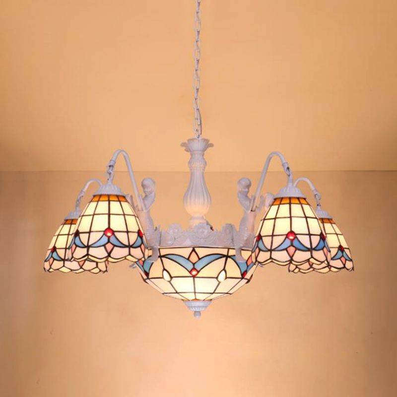 Lampe à lustre de dôme 8/9/11 LUMILES TOLÉ ART VISE Méditerranéen Plafond plafond Light en blanc