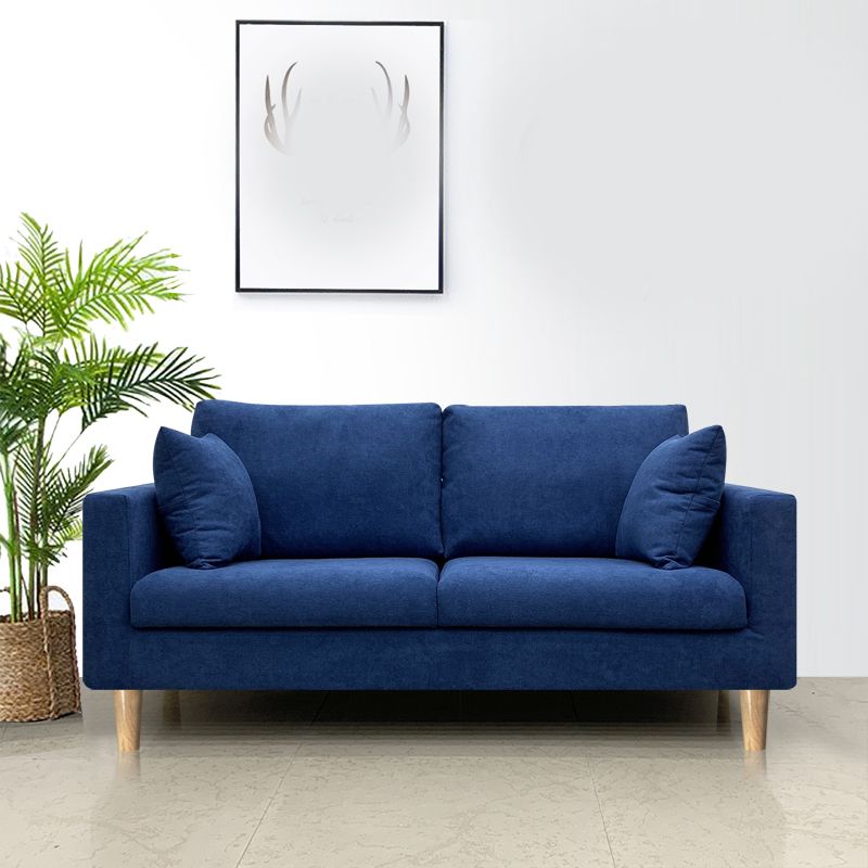 Contemporary Fabric Stationary Square Arm Loveseat with Loose Back