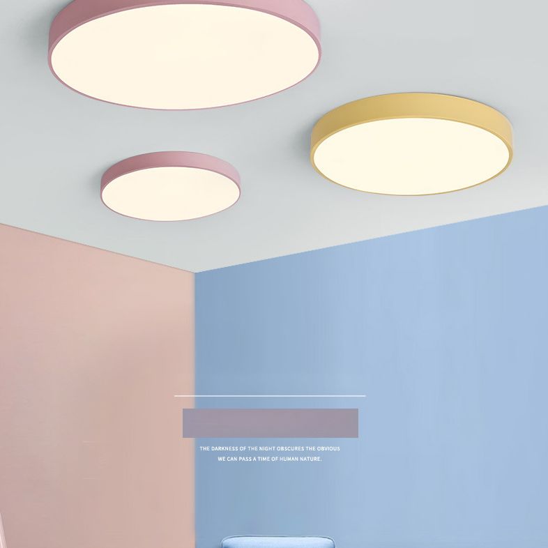 Nordic macaron LED plafonnier rond acrylique abat - jour chambre en fonte bordure