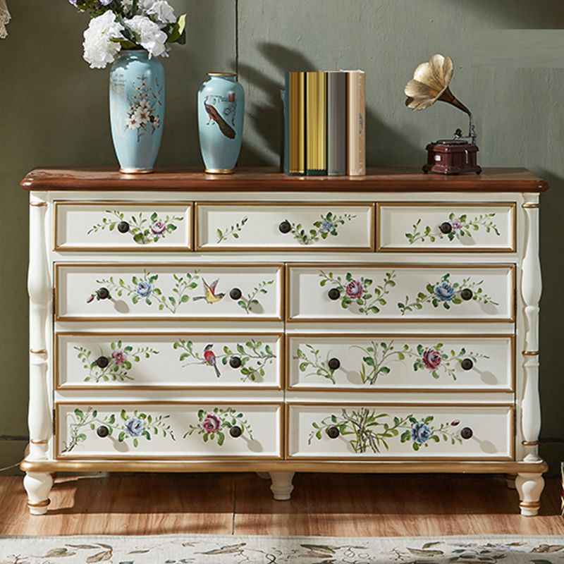 Horizontal Storage Chest Dresser Traditional Dresser with Drawers
