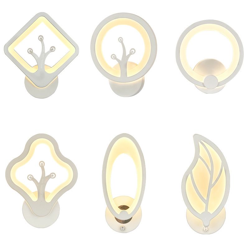 White Simplicity Acrylic LED Wall Lamp Contemporary Style Living Room Hallway Sconce Light