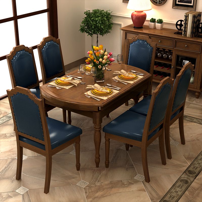 7 Piece Dining Room Table and Chair Set Solid Wood Table Dining Room Set