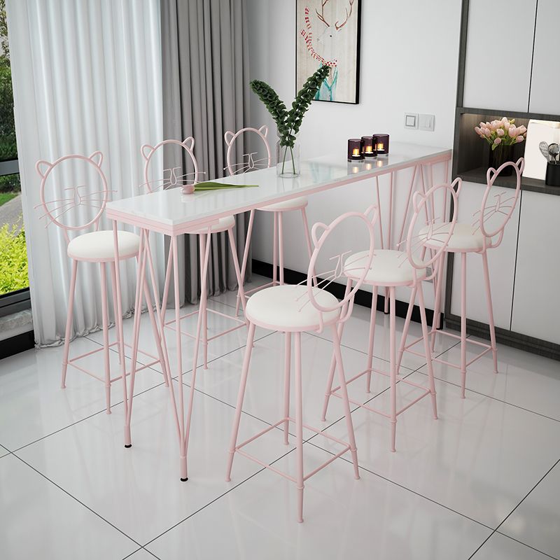 Glam Style Rectangle Bar Table Faux Marble 4 Legs Bar Dining Table