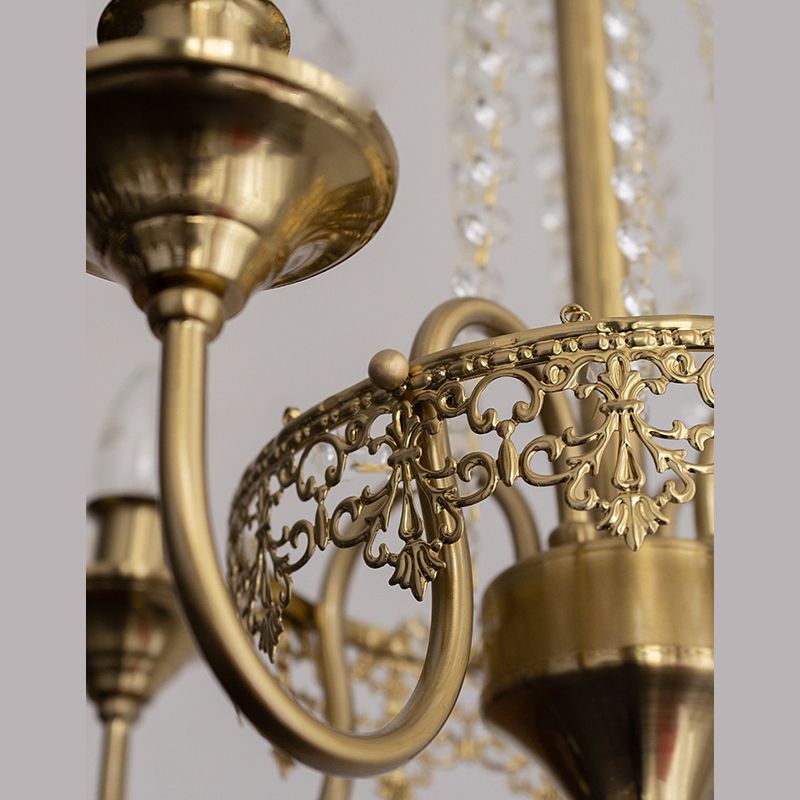 Lustre suspendu en métal post-moderne 5 lustre de plafond de bougie en or clair pour chambre à coucher