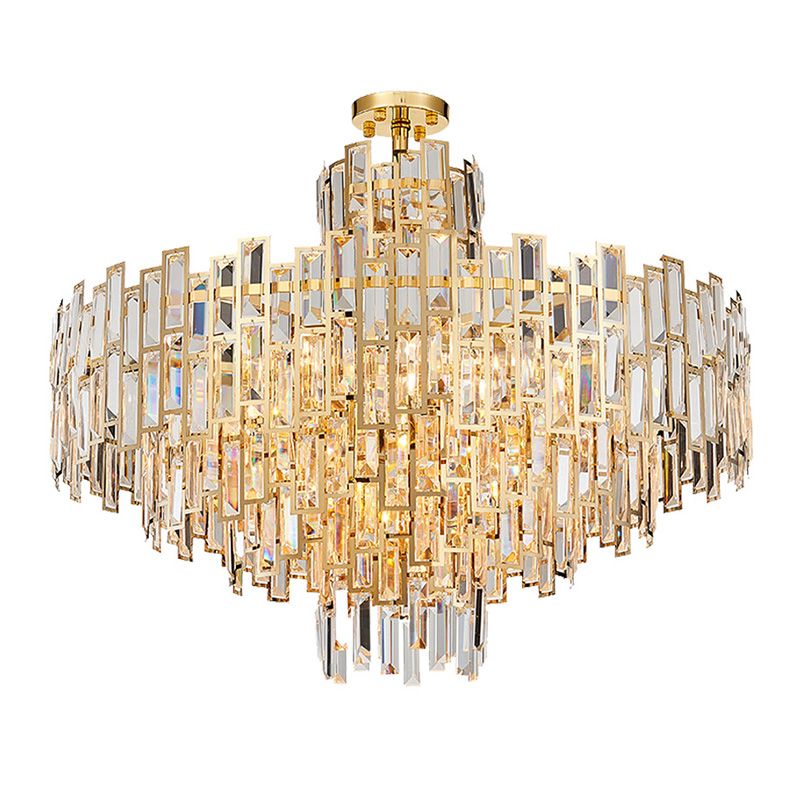Chandelier suspendu à plusieurs niveaux Crystal contemporain 8/13 têtes 23,5 "/31,5" Kit de lumière suspendue en or pour le salon