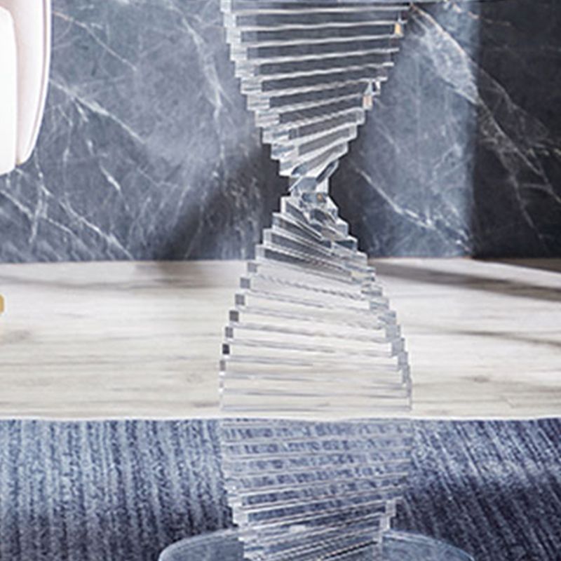 Glam Clear Round Acrylic Top Side Table 23.62" Tall Abstract Base End Table