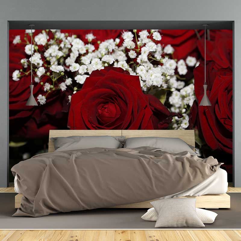 Elegant Rose Flower Mural Decal Girls' Bedroom Wall Covering, Personalized