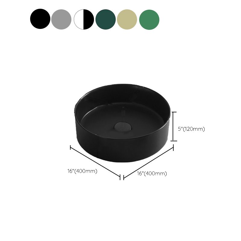 Modern Vessel Sink Round Porcelain with Basin Vessel Lavatory Sink without Faucet