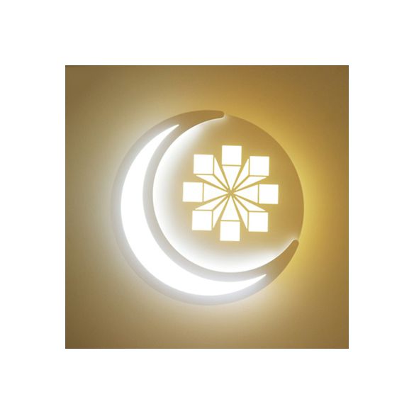 Hedendaags maanwandlicht met cartoonpatroon Acryl LED SCONCE Licht in het wit voor kinderslaapkamer