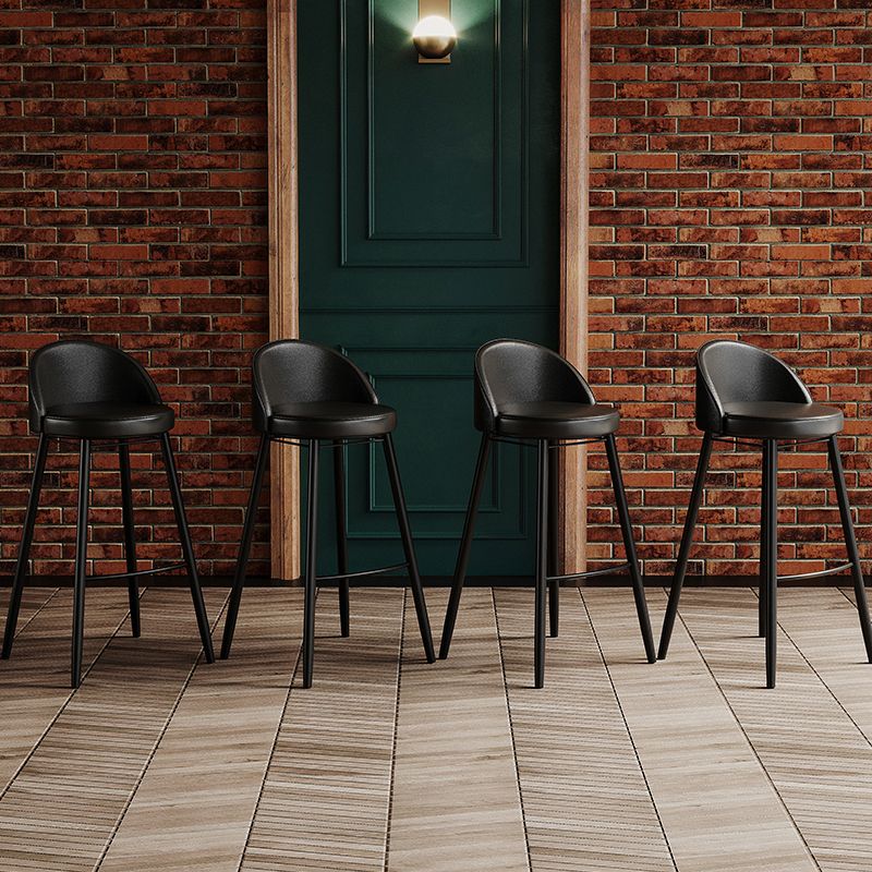 Modern Milk Tea Shop Low Back Stool Matte Finish Leather Barstool
