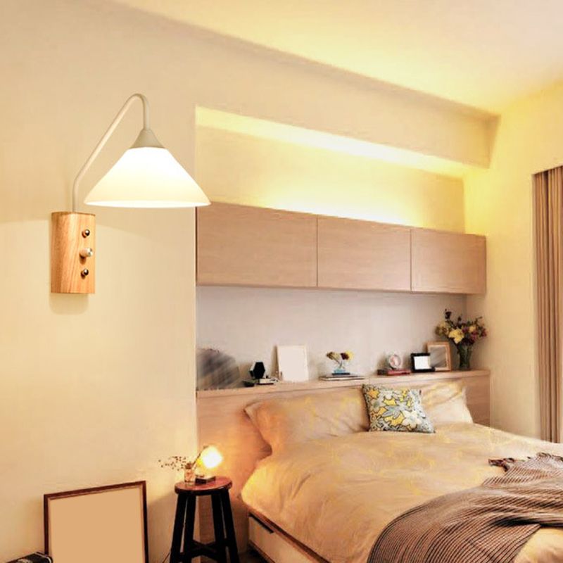 Modern Sconce Light Fixture Wood 1-Light Wall Sconces for Bedroom