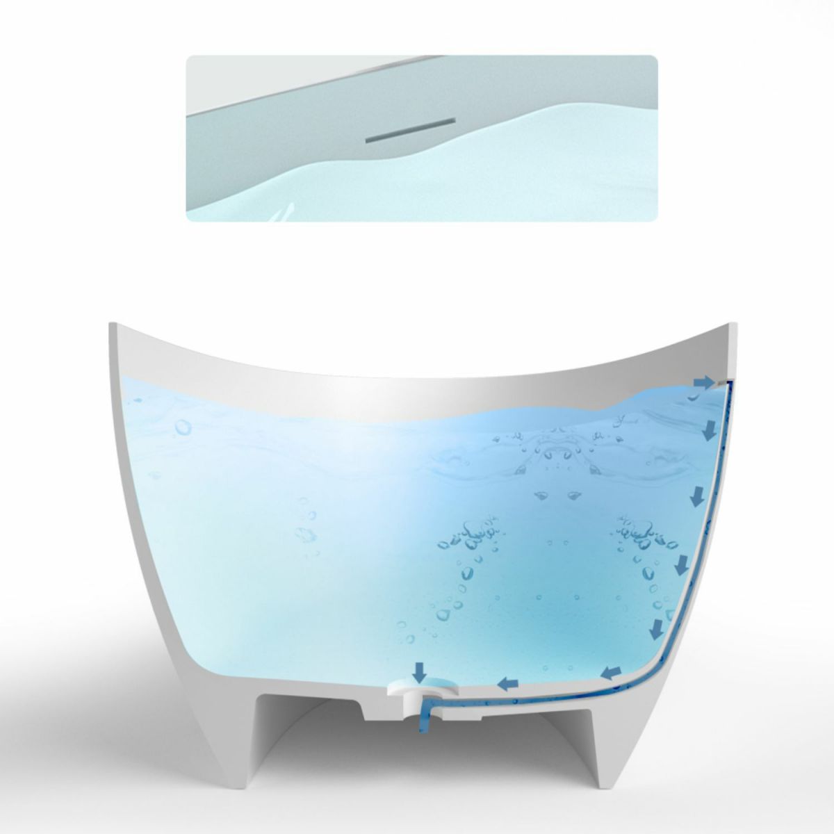 Freestanding Modern Soaking Bathtub Antique Finish Oval Bath Tub