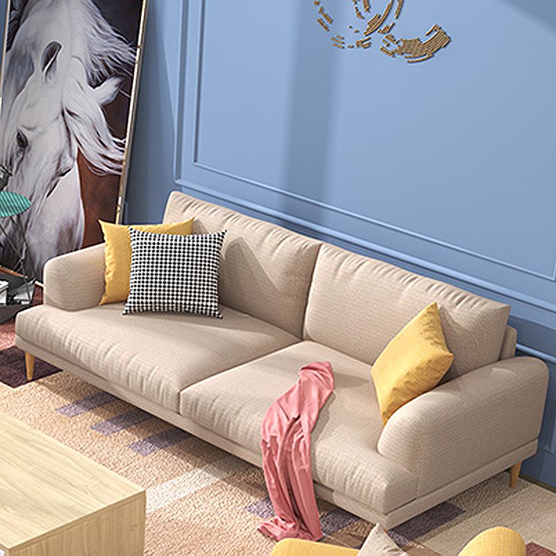 Stationary Living Room Recessed Arm Standard Modern Beige Sofa