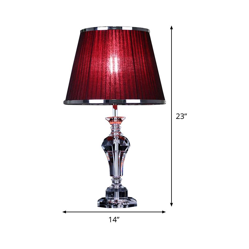 Urn-Shaped Table Light Contemporary Faceted Crystal 23"/25" Long 1 Head Red Small Desk Lamp