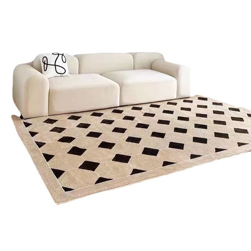 Black Lozenge Rug Polyester Modern Rug Washable Rug for Home Decor