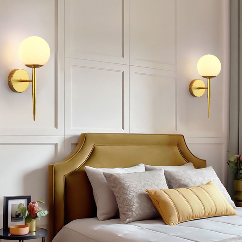 Glass Globe Wall Sconce in Modern Simplicity Wrought Iron Wall Lamp for Interior Spaces