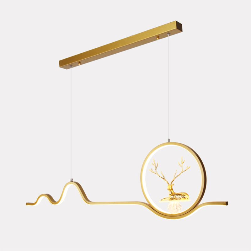 Luces de la isla de forma lineal Modern de metal de estilo de metal de 2 luces de iluminación de 2 luces