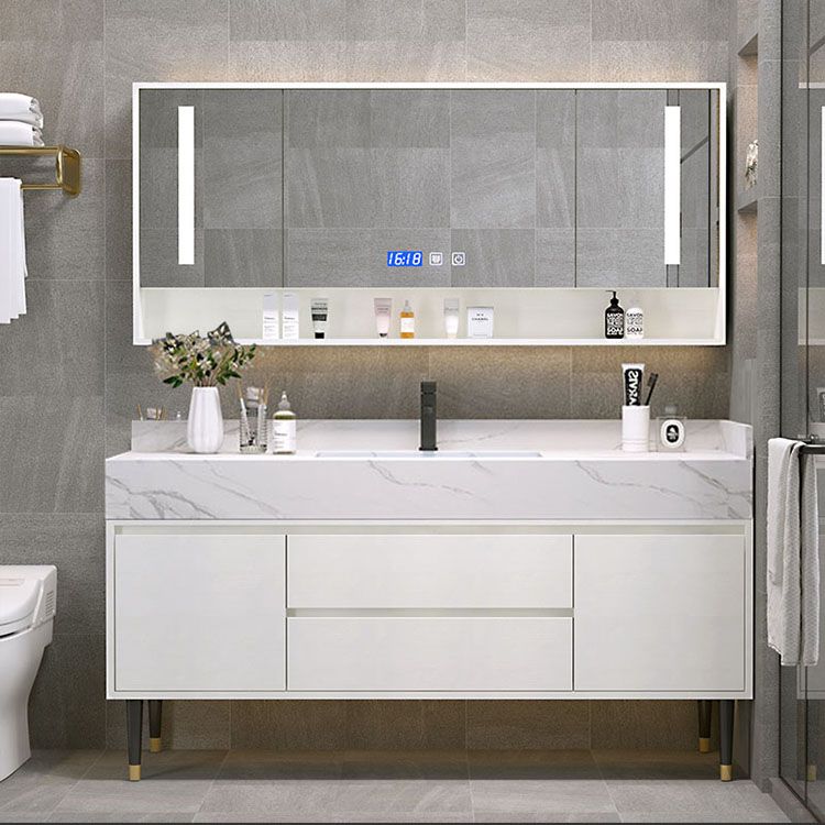 Metal Frame Vanity 2 Doors Double Sink Mirror Freestanding Vanity Set with Drawers