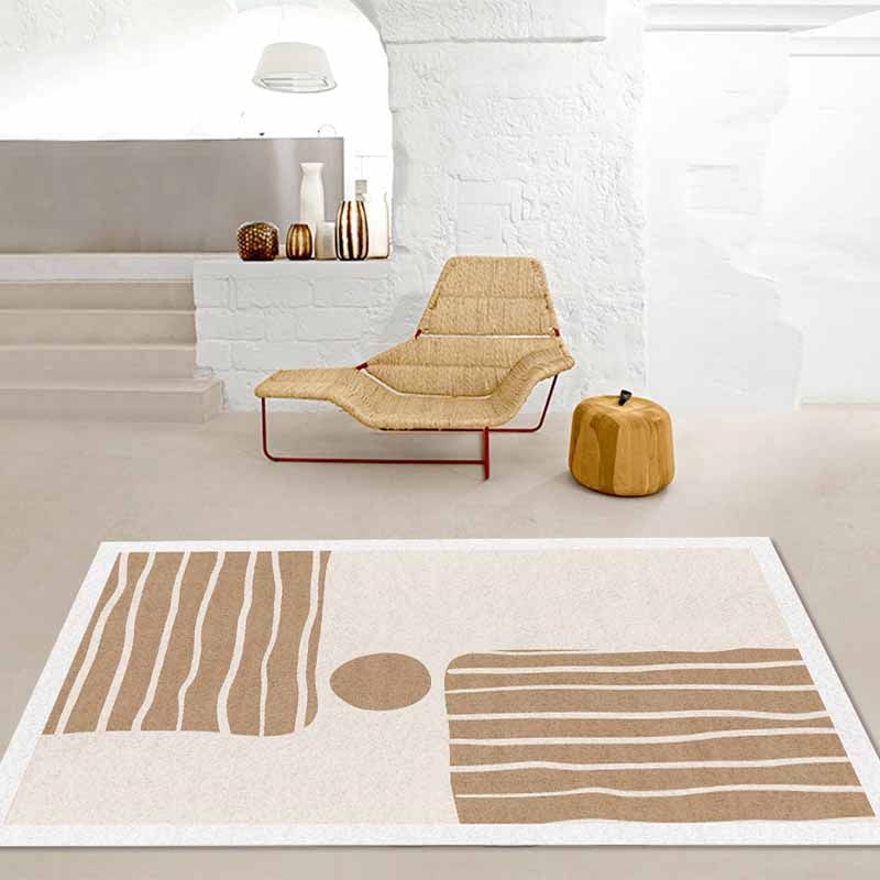 Simplicity Area Carpet Modern Contrast Panel Rug Polyester Stain Resistant Area Rug for Living Room