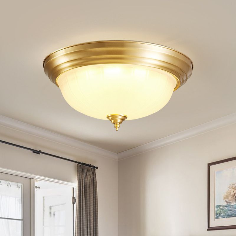 Brass Shaded Flush Mount Ceiling Light Vintage Glass Flush Ceiling Light Fixture