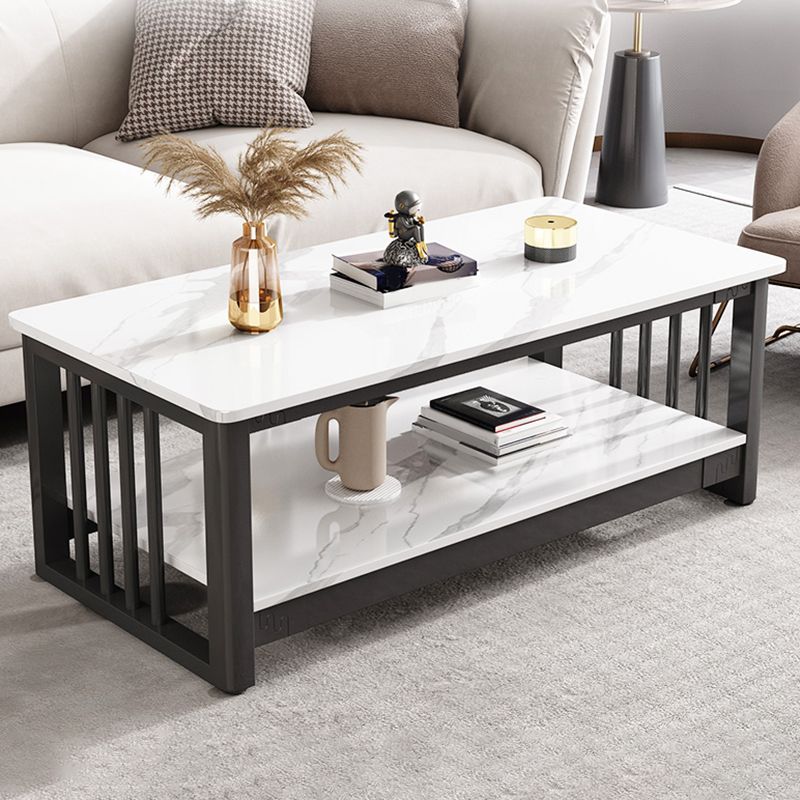Slate 4 Legs Coffee Table Rectangle Single Coffee Table with Shelf