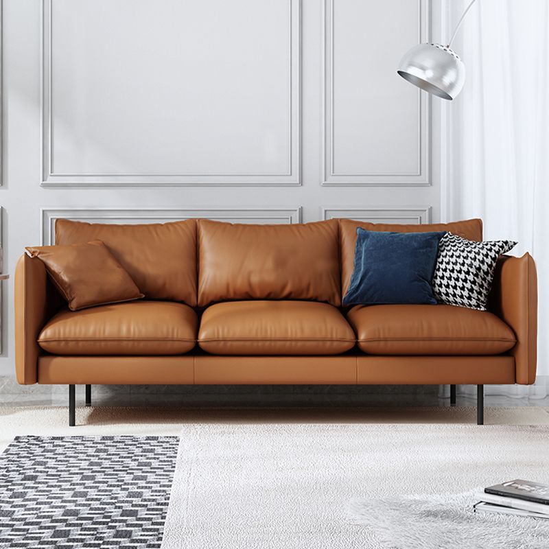 Modern Style Square Armrest Latex Cushions Fill The Grey/brown Sofa