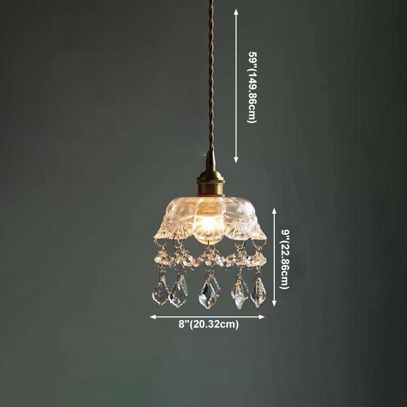 Pendre de style moderne 1 lumière minimalisme verre et cristal suspendu pour le chevet