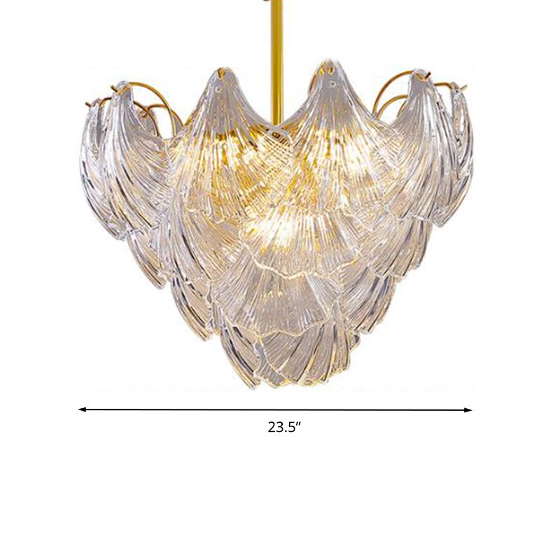 Brass Conical Semi Flush Mount Modern 9 Heads Crystal Dicht bij plafondlamp voor slaapkamer
