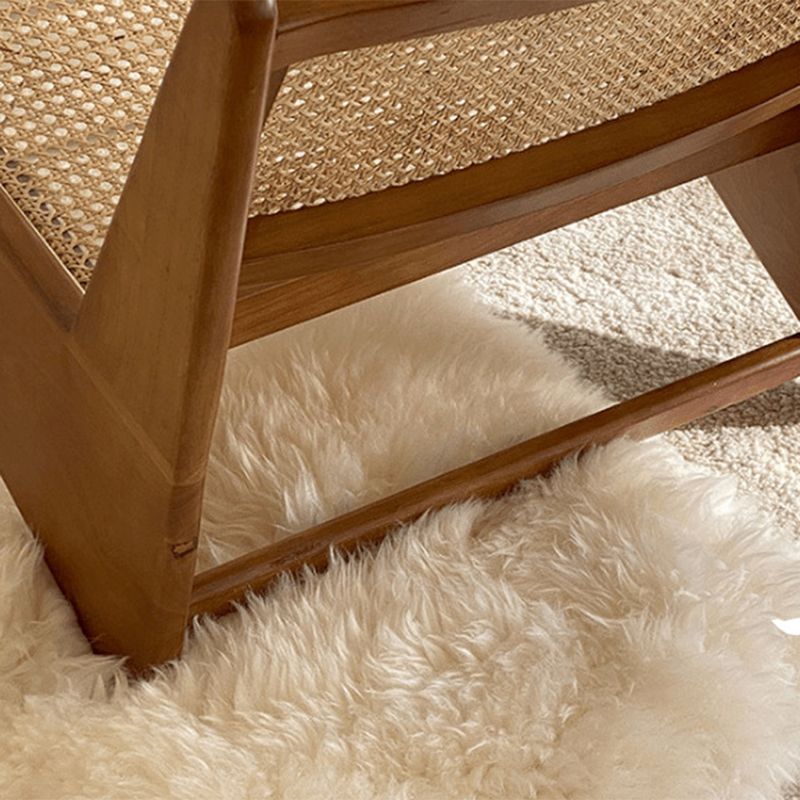 Mid-century Modern Style Wood Armless Woven Back Lounge Accent Chair