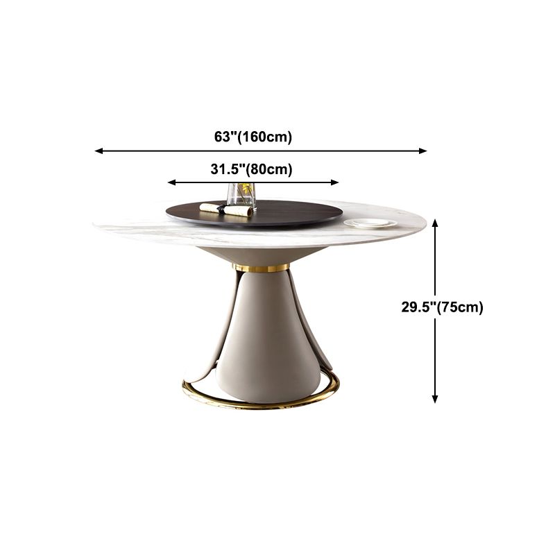 Traditional Luxury Dining Table Round Dining Table with Stainless Steel Pedestal