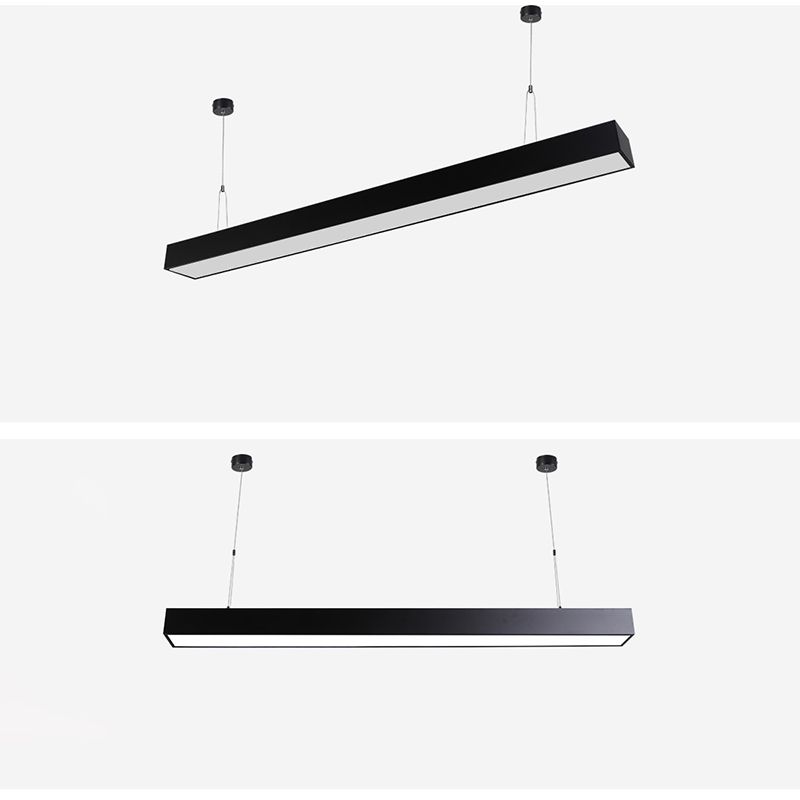 Lampes suspendues modernes linéaires, luminaires d'éclairage pendentif à LED noir pour le bureau