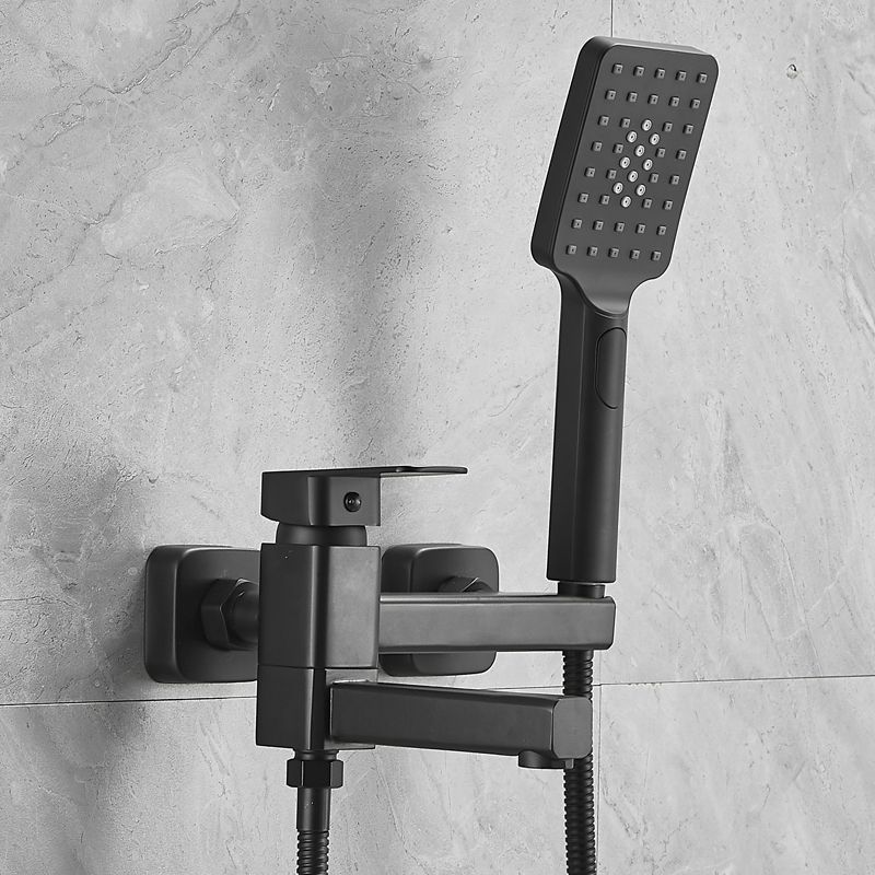 Copper Tub Filler Single Lever Handle Low Arc Swivel Wall Mount Tub Filler with Handshower