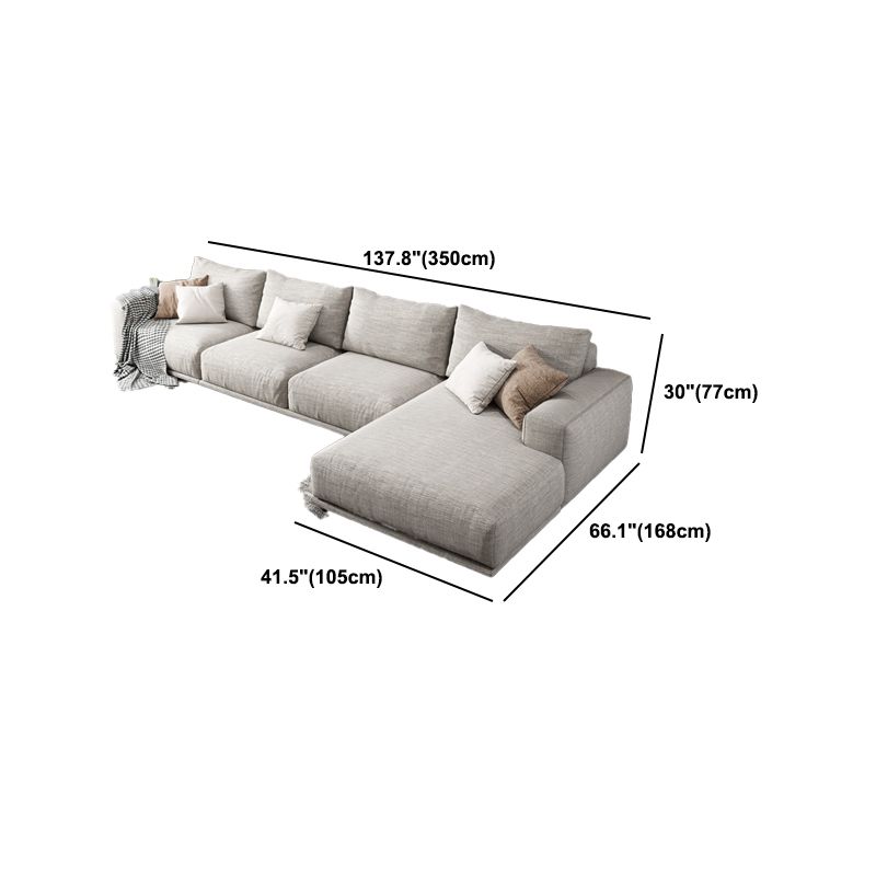 Nordic Stationary Living Room Seating Square Arm Pillows Sofa Chaise
