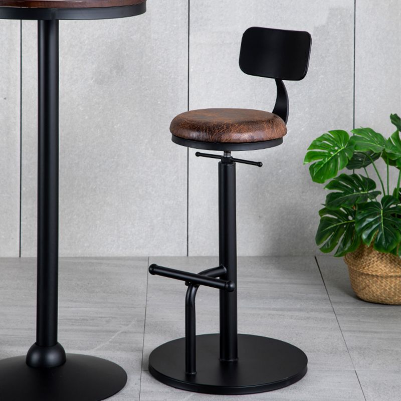 Scandinavian Metal Barstool Faux Leather Counter Stool With 4 Legs in Matte Finish