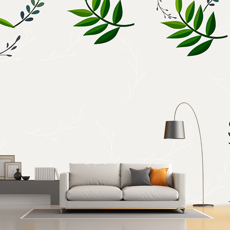 Plants Wall Mural Tropical Style Mildew Resistant for Home Decor