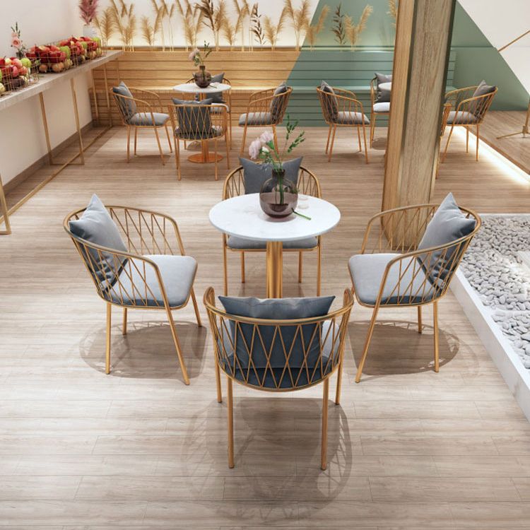 Glam Dinette Set for Home 1/2/3/5 Pieces White Dining Table Set with Metal Chairs